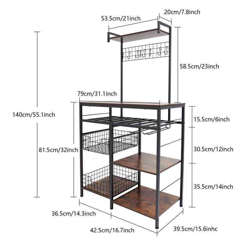 Kitchen Storage Rack Utility Storage Shelf With Hooks