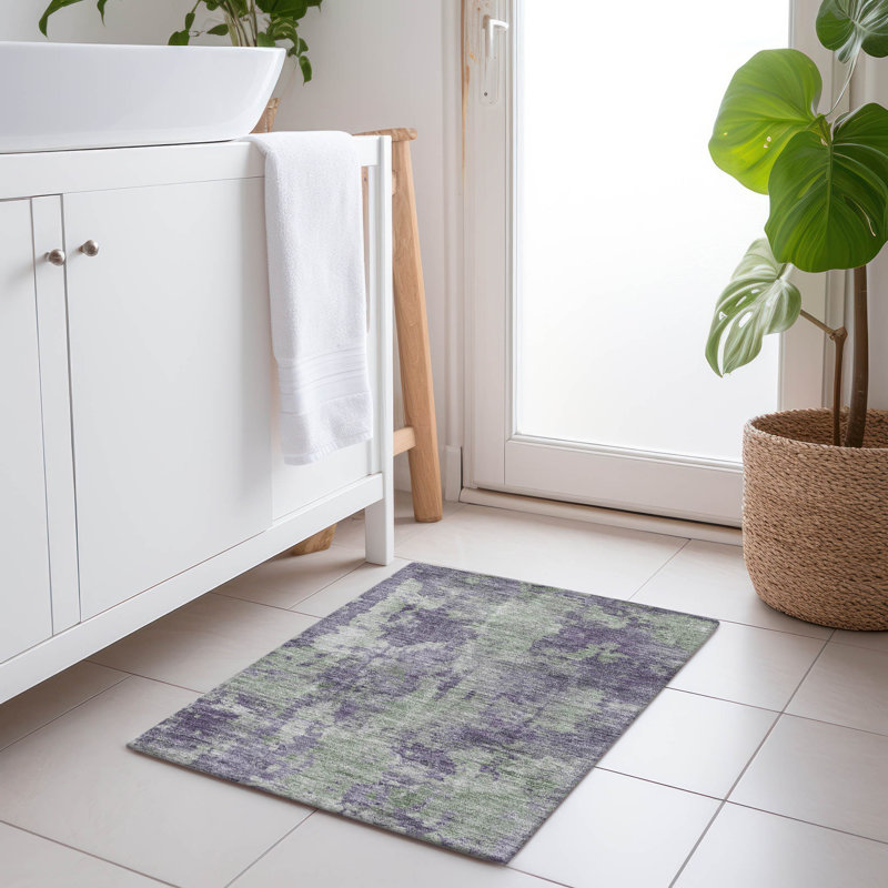 Tapis intérieur / extérieur lavable abstrait Folcroft, Rectangle 1 pi 8 po x 2 pi 6 po
