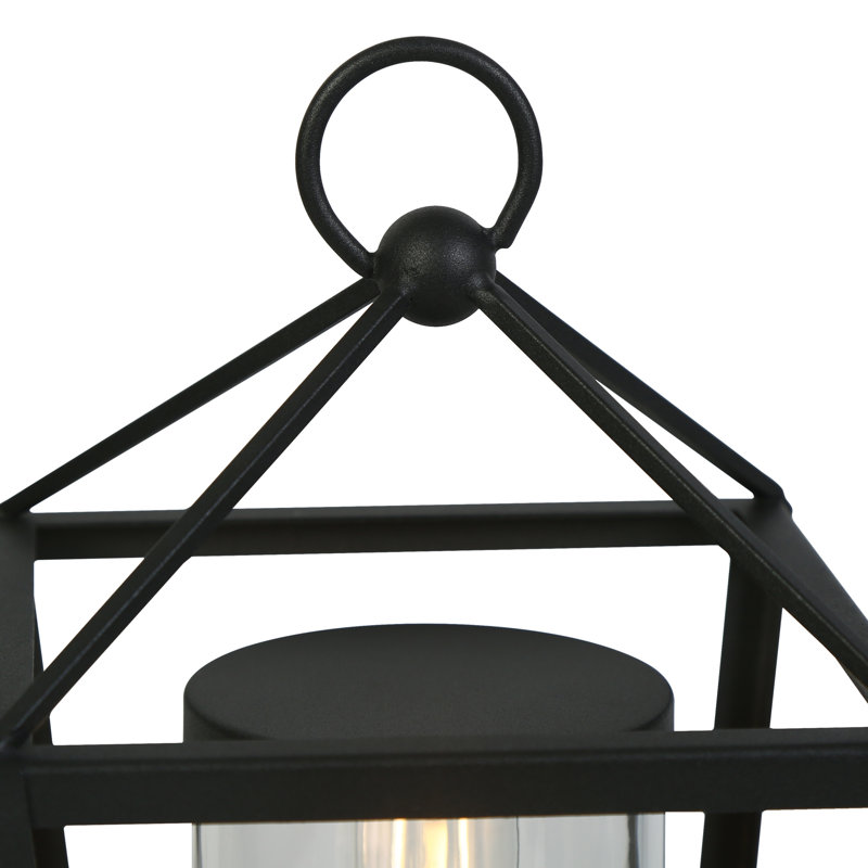 Modern 1-Light Outdoor Black Post Light Pier Mount Lantern Head
