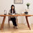 Modern Cherry Rectangular Solid Wood Dining Table-357989457