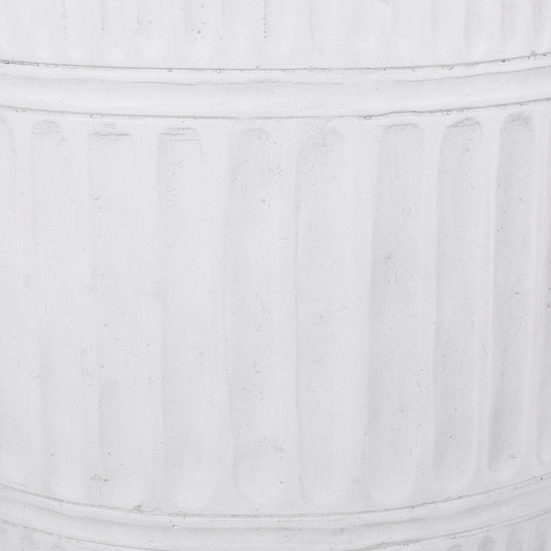 Antique White Fluted Lightweight Concrete Side Table - 15"X15"X18.5", No Assembly, Ready To Decorate Modern Fluted, 15.09" W X D 18.24" H, White, Assembly