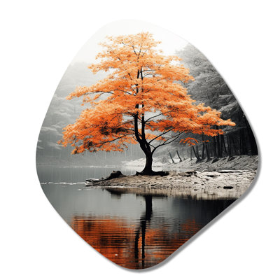 Décoration murale orange et gris forêt d'automne Elegance II - forme de nébuleuse forêt