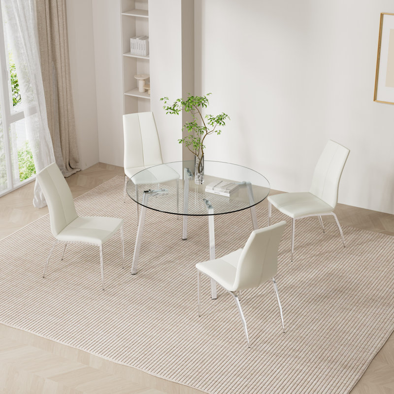 Koleigh 4 - Person Glass Top Four Leg Dining Set