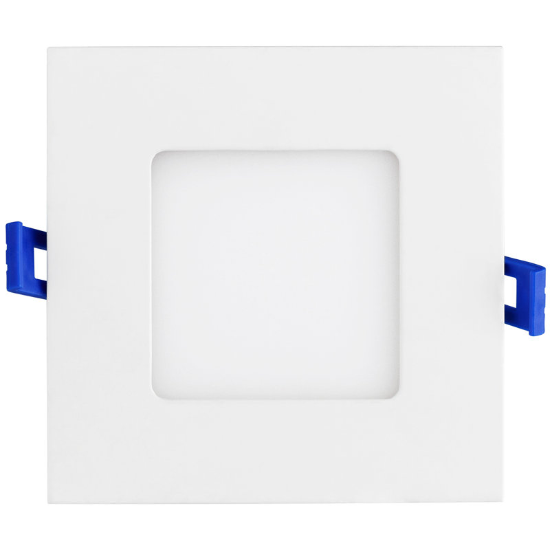 Paquet de 6, 4 po DEL, à intensité variable, homologué ETL, finition blanche, luminaire carré mince, super blanc 5000K