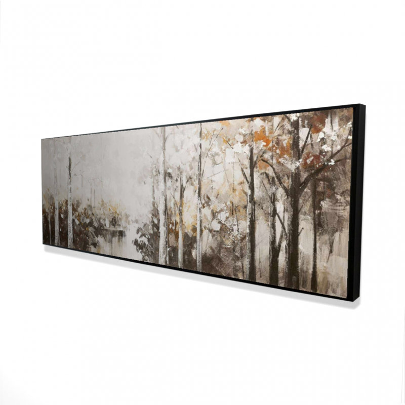 Abstract White Forest - Brown Framed Canvas for Home Decor