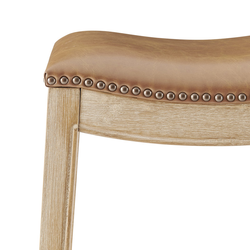 Ipswich Upholstered Counter Stool, Bonded Leather, Weathered Smoke, Vintage Blue