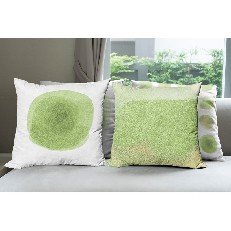 Everts Indoor / Outdoor Abstract Square Cushion Cover, 50cm H x 50cm W x 0.01cm D, Pastel Green/Ecru/White