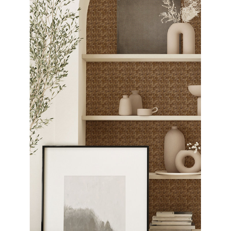 Danby Weave Peel And Stick Wallpaper Tile, Brown, 2' W x 18' H