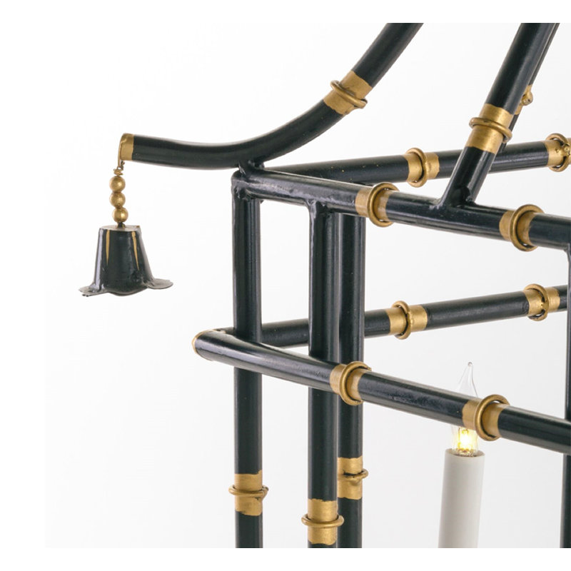 4 - Light Chandelier, Black/Gold, 24" H x 16" W x 16" D