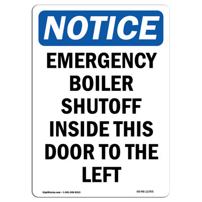 Emergency Boiler Shutoff Inside Sign