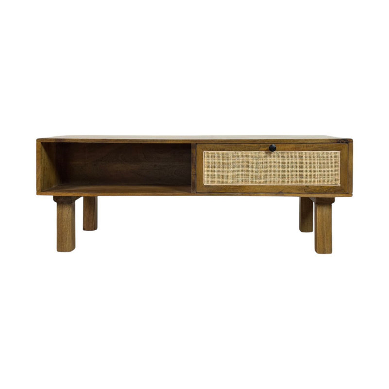 Table basse Elegant Beige 42 x 20 x 16 po avec deux compartiments de rangement