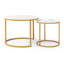 Ensemble de 2 tables basses gigognes avec cadre doré et motif en marbre, peu encombrantes et élégantes pour les salons et les chambres modernes-210178824