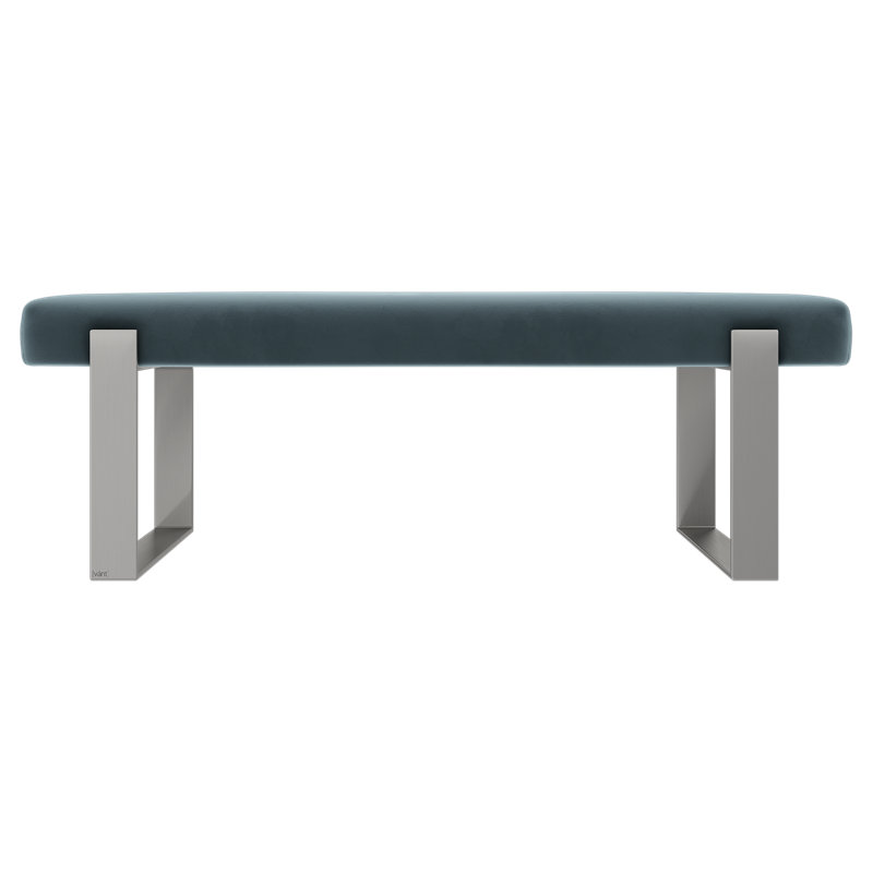 Sapan Upholstered Bench, Velvet, Antique Blue