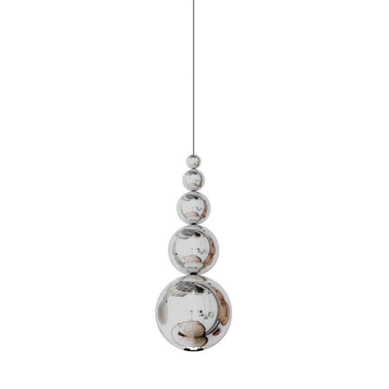 Luminaire suspendu géométrique unique à 1 lumière Bubble, Chrome