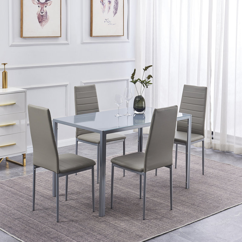 Ensemble repas pour 4 personnes Ivyona, gris, Gris / argent, Gris