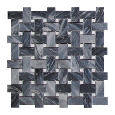 Bardiglio 1 in. x 2 in. Basketweave Polished Stone Tile