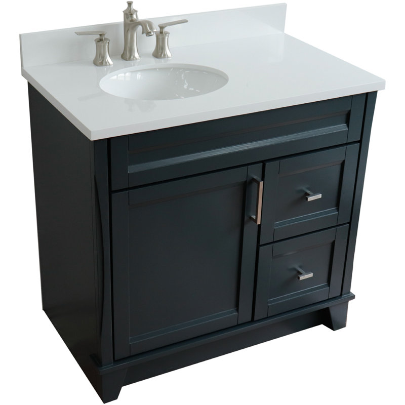 Ensemble de meuble-lavabo simple 37 po Emaline, Gris foncé