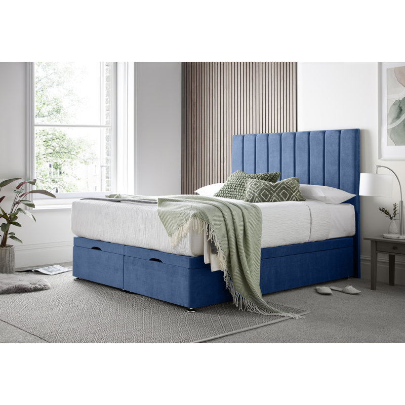 Sara Naple Divan Ottoman with Floor Standing Headboard, Blue, Single (3')