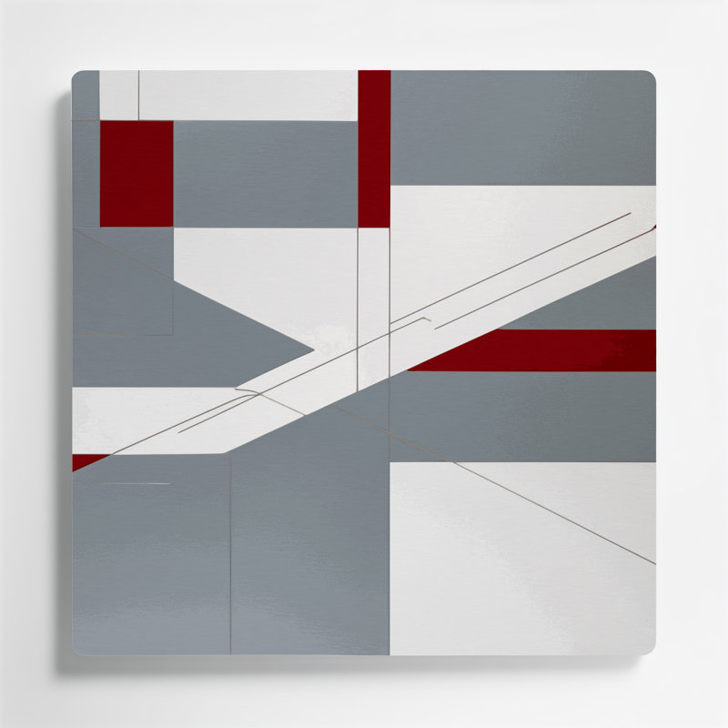 Art mural Hard Edge 100 en métal gris, H 12 po x l 12 po