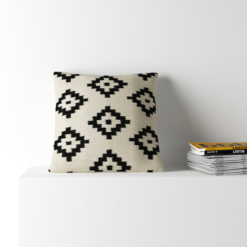 Jada Geometric Cream/Black Square Throw Pillow, Pillow Cover Only - No Insert