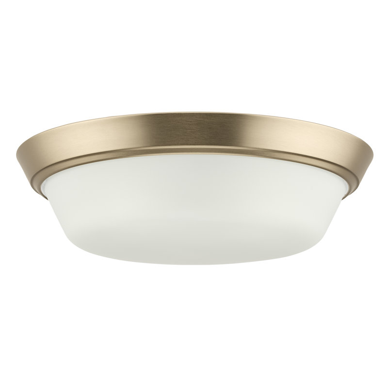 Plafonnier encastré Edessa avec verre satiné gravé, Bronze, H 4,5 po x l 16 po x P 16 po, Trois lumières
