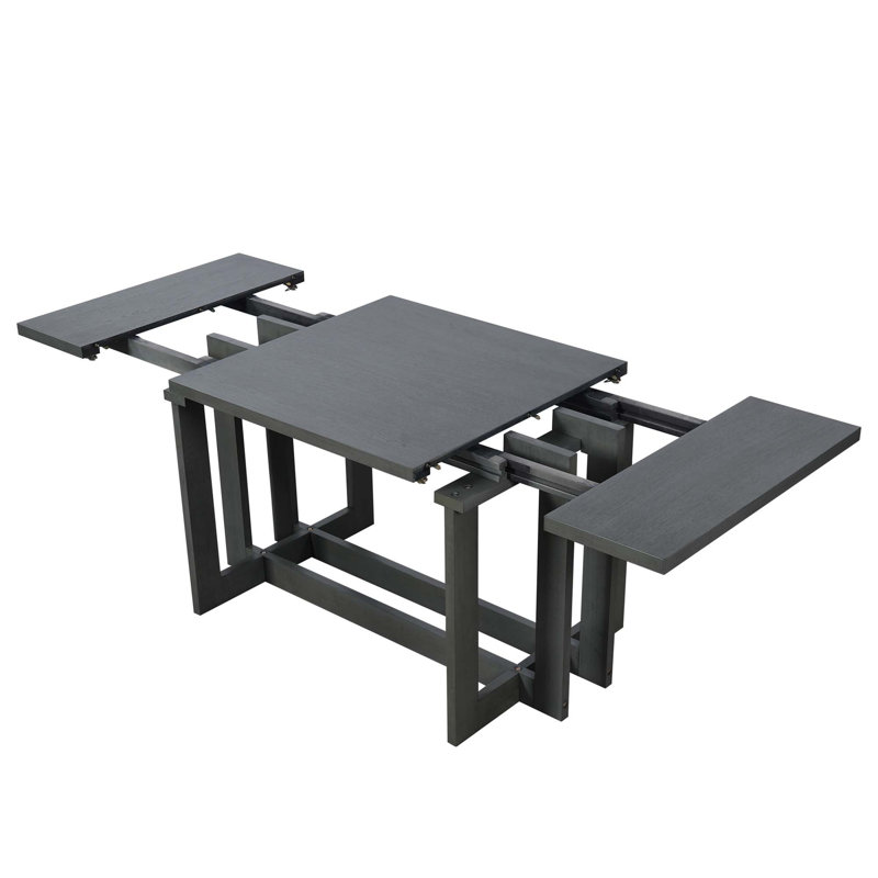 Ensemble de table de salle à manger extensible avec chaises rembourrées Rustic, Gris