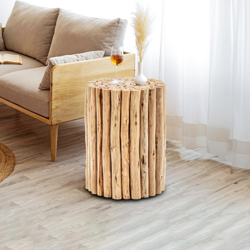 Caylea Solid Wood End Table, Natural Wood