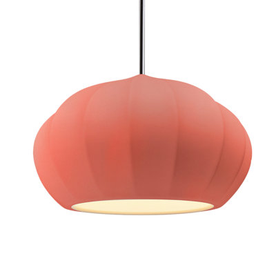 Radiance - Luminaire suspendu ovale cannelé 1 lumière - Rosé brillant - Chrome poli - DEL dédiée - Tige rigide
