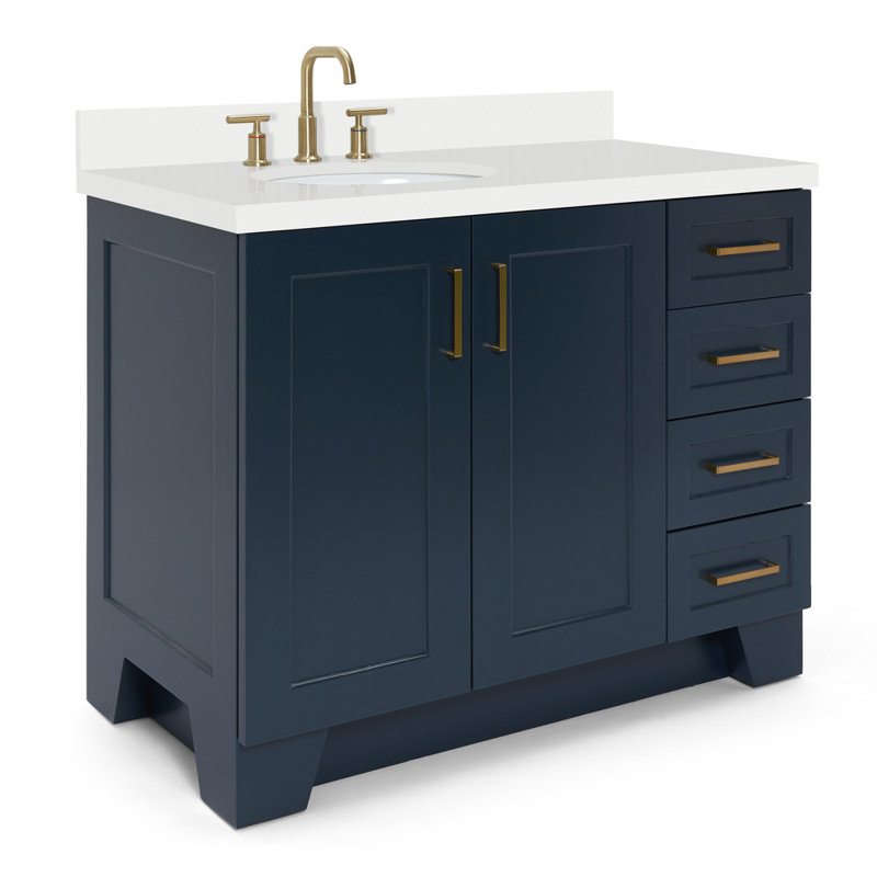 43 IN.  Single Bathroom Vanity, Midnight Blue, Left , Oval