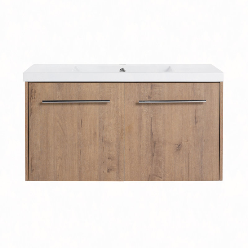 Armoire de salle de bain 36 po avec lavabo, portes à fermeture douce, conception à fixation flottante (emballage KD)