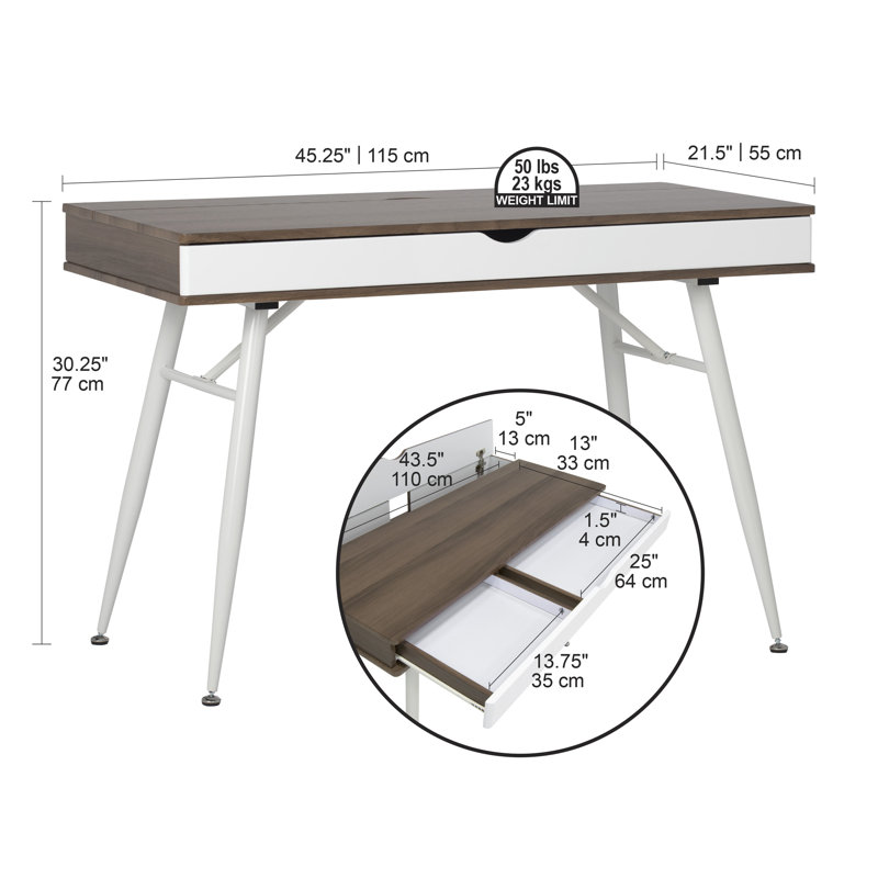 Charry Steel Writing Desk, Chestnut