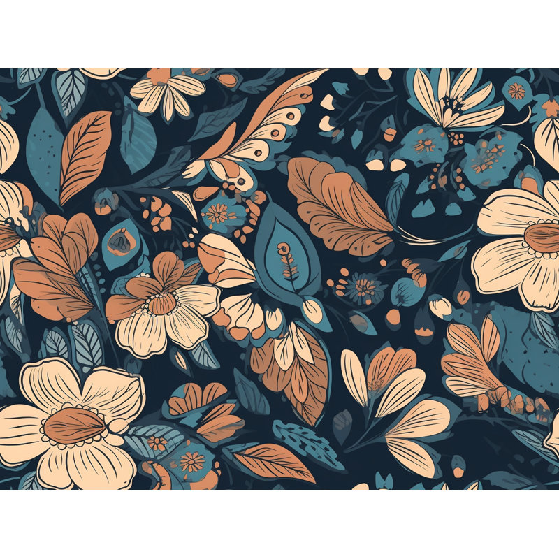 Machine Printed Duvet Cover, Twin Duvet Cover, Navy/Beige