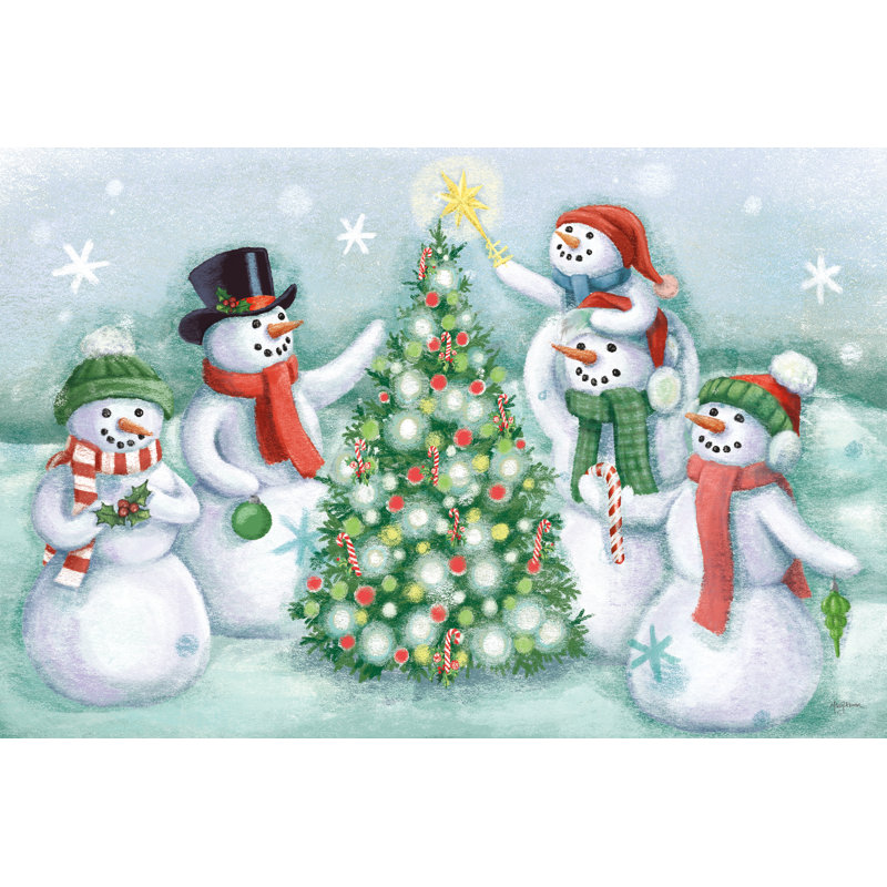 «Classic Snowmen IV» par Mary Urban - impression, Non, Toile encadrée noire, H 8 po x l 12 po