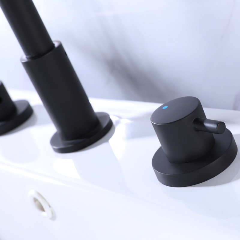 Robinet de salle de bain à large entraxe, noir mat, Noir mat