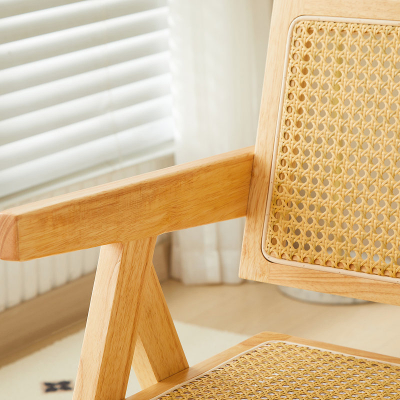 2 sièges de salle à manger en bois massif avec accoudoirs, tissage naturel en bois d'hévéa, design rétro, confortable et polyvalent pour une utilisation quotidienne, tissage de couleur, conception respirante légère