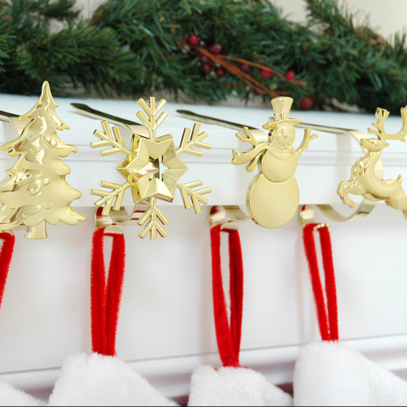 Original MantleClip 4 Piece Stocking Holder, Gold