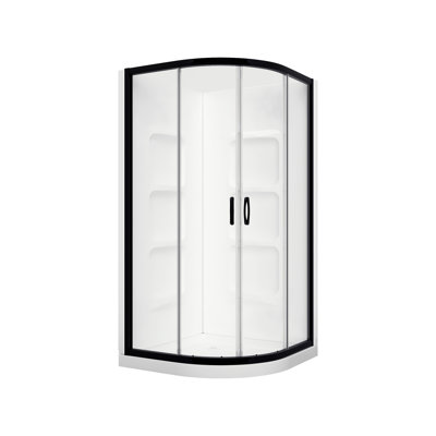 Mona 36" W x 36" D x 74" H Framed Round Shower Kit with Base Included
