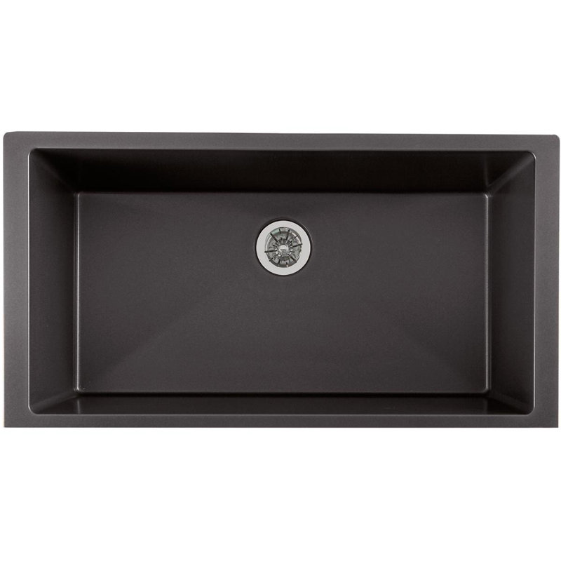Quartz Luxe 36" L x 19" W Undermount Kitchen Sink with Perfect Drain, Charcoal