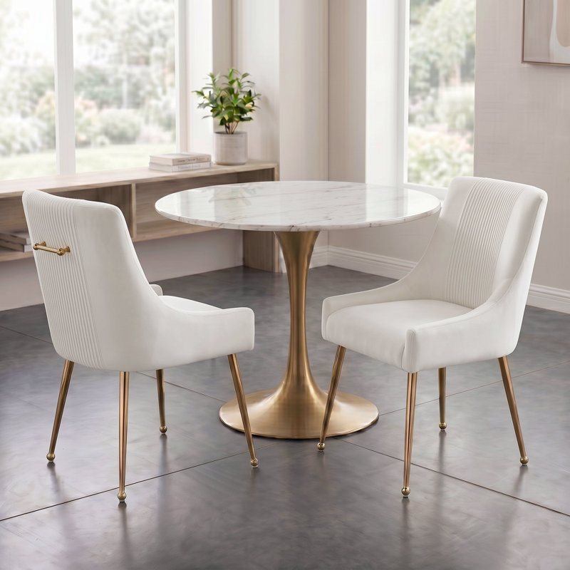 Elian 19.7'' H Velvet Upholstered Side Chair, Beige