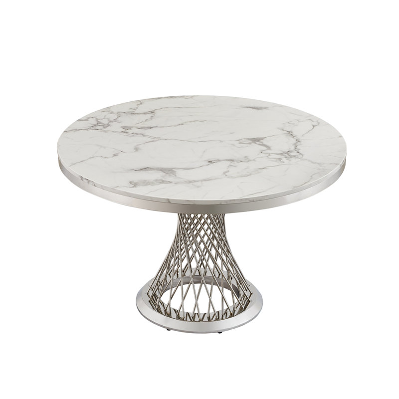 47" Round Dining Table, Silver