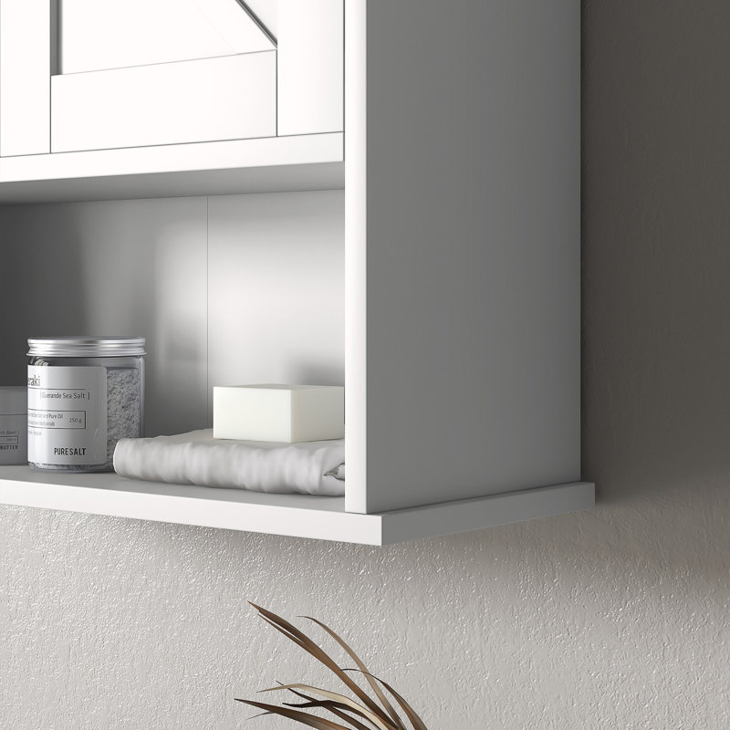 Wall Mounted Medicine Cabinet With Open Shelf & Adjustable Shelf