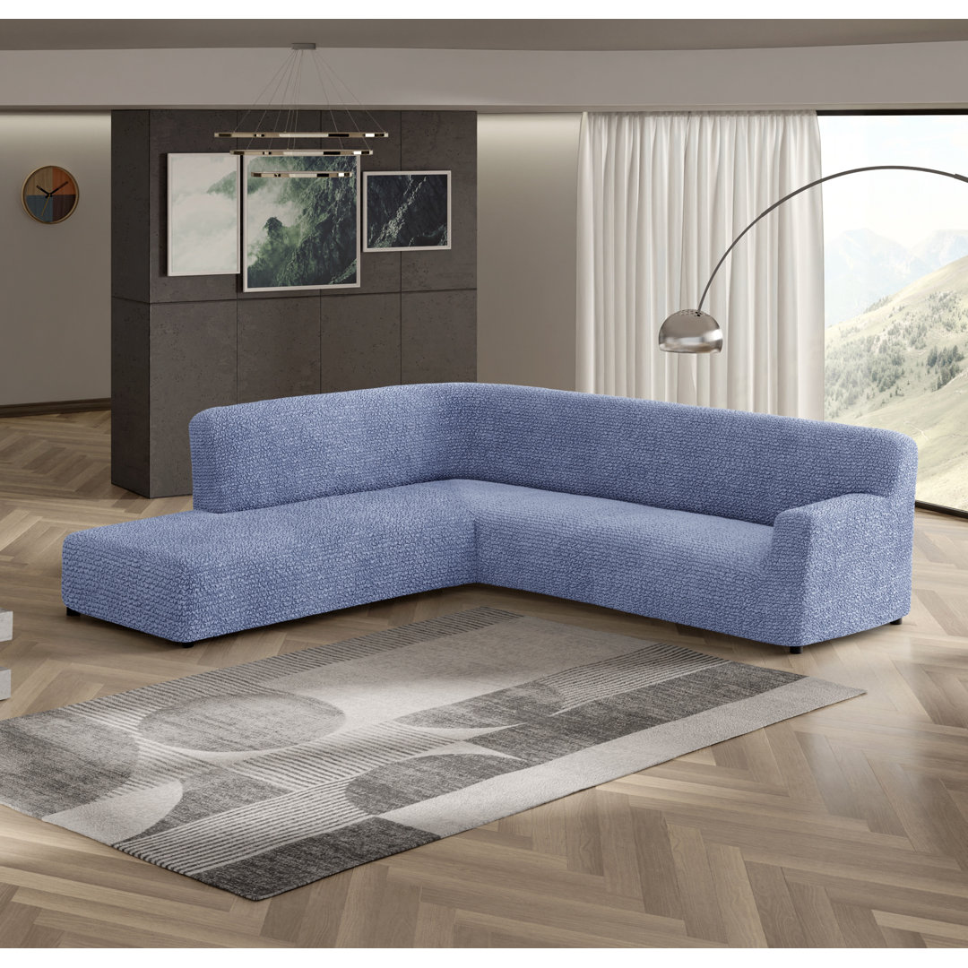 Stretchy Slipcover for Bumper Chaise Sectional - Easy to Clean & Durable (Left Chaise) - Microfibra Collection PAULATO by GA.I.CO. Fabric