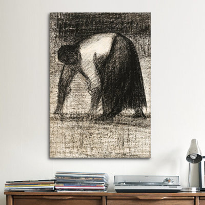 «Paysanne Les Mains Au Sol 1882» par Georges Seurat, reproduction d'art sur toile