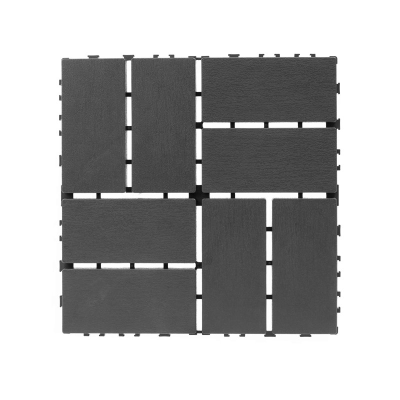 Plastic Interlocking Deck Tiles, Gray