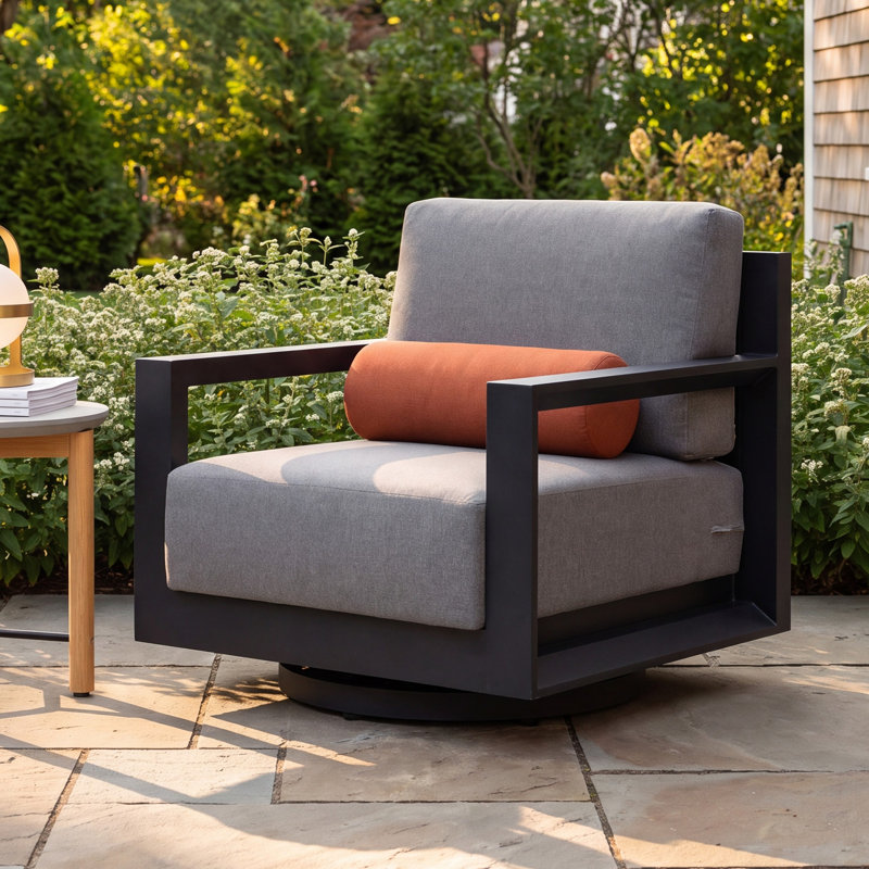 Aden Aluminum Outdoor Swivel Chair, Gray