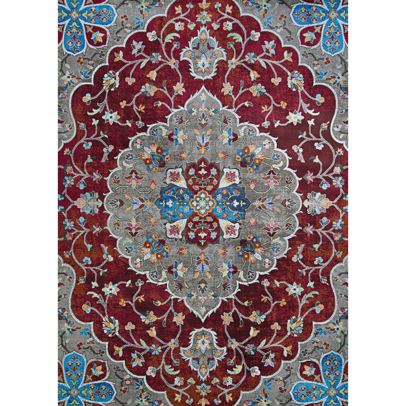 Tapis rouge Douglus Hafiz, Tapis de couloir 2 pi 3 po x 7 pi 6 po