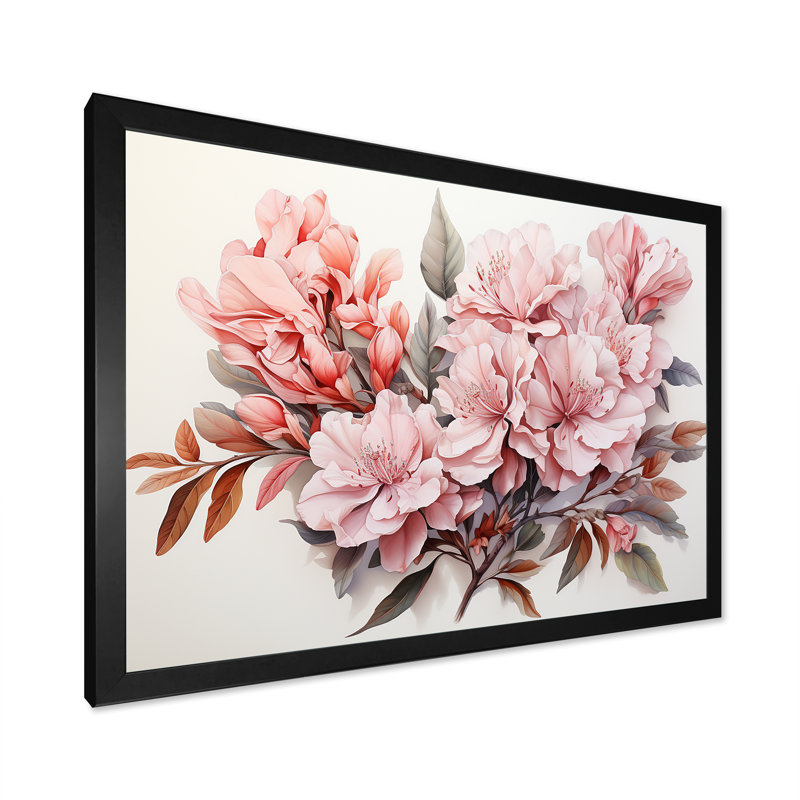 Rhododendron Rêve de minimalisme I - Art mural de salon Rhododendron, Cadre simple noir, H 30 po x l 40 po x P 1,5 po