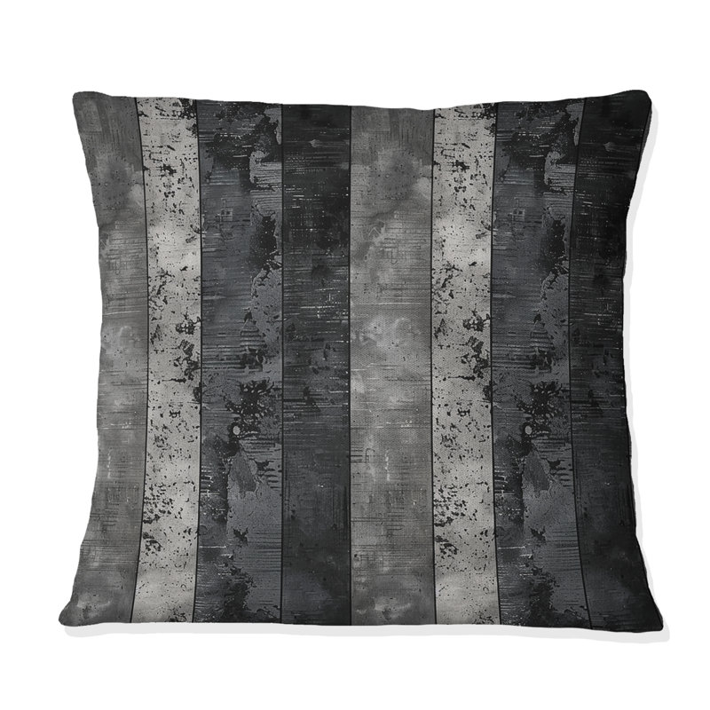Coussin décoratif à rayures gris foncé foncé, H 18 po x l 18 po