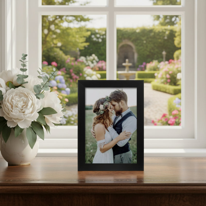Two Black 5X7 Picture Frames, Made Of Durable Material, Suitable For Both Wall And Desktop Use, Can Be Displayed Horizontally Or Vertically.