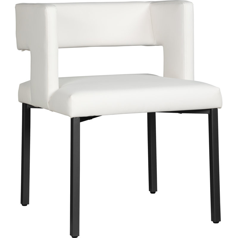 Caleb White Faux Leather Low-Back Side Chair with Matte Black Legs